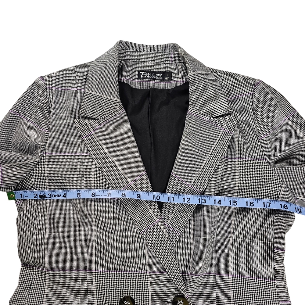 7th Avenue Design New York and Company Plaid Black White Blazer Women's Size 4 - Picture 16 of 16